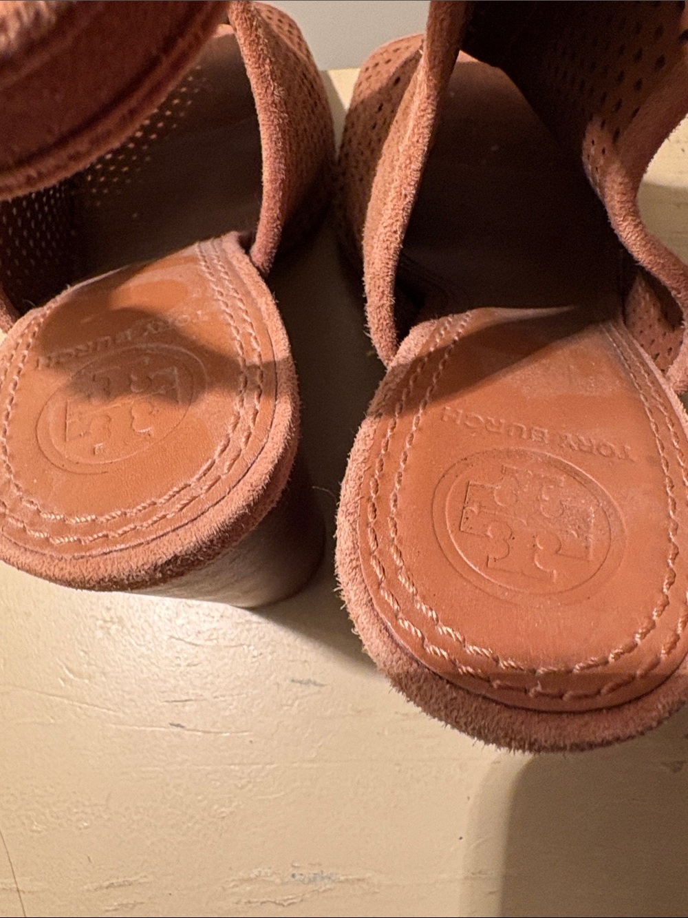 Tory Burch Summer Suede Peep-Toe Ankle Booties   Excellent Condition!